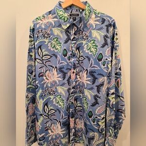 Club Room Blue and Green Floral Men's Shirt